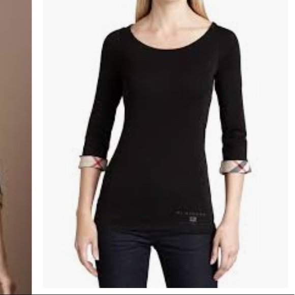 Burberry Brit check cuff 3/4 sleeve tee - Picture 5 of 8